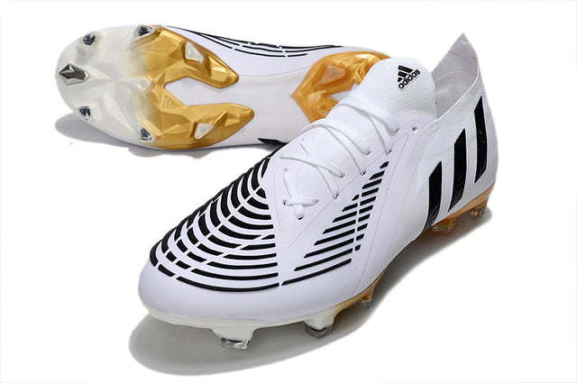 Chuteira Adidas Predator Edge.1 Low Campo FG - Branco/Dourado