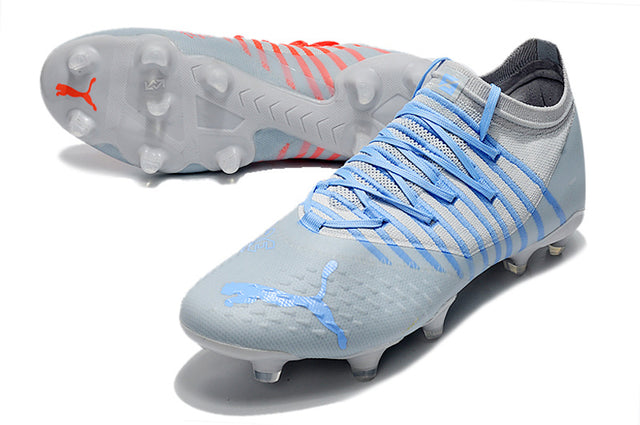 Chuteira Puma Future Z 1.3 Campo FG/AG - Cinza/Azul/Laranja