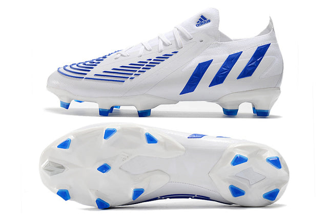 Chuteira Adidas Predator Edge.1 Low Campo FG - Branco/Azul