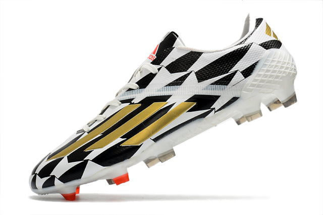 Chuteira Adidas F50 X Ghosted.1 FG - Branco/Preto/Dourado