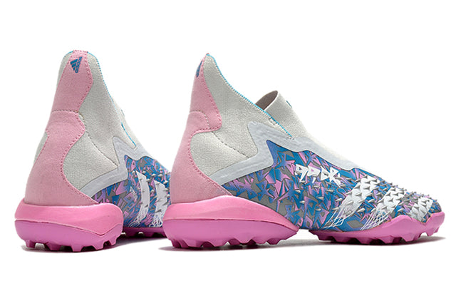 Chuteira Adidas Predator Freak+ Society - Cinza/Rosa/Azul