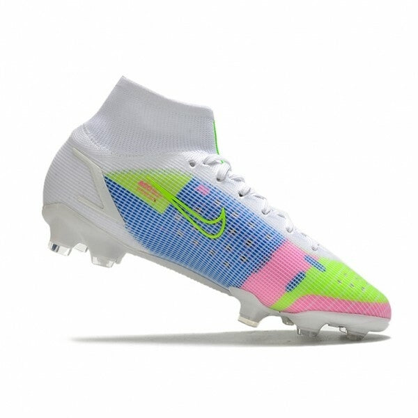 Chuteira Nike Mercurial Superfly 8 Elite Campo FG - Branco/Rosa/Azul