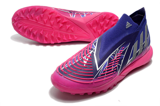 Chuteira Adidas Predator Edge+ Society TF - Azul/Rosa