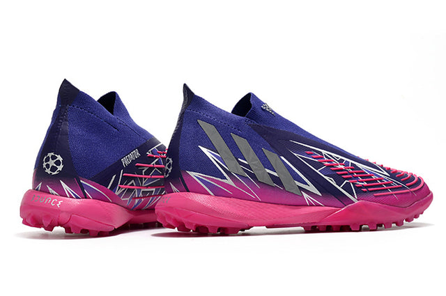Chuteira Adidas Predator Edge+ Society TF - Azul/Rosa