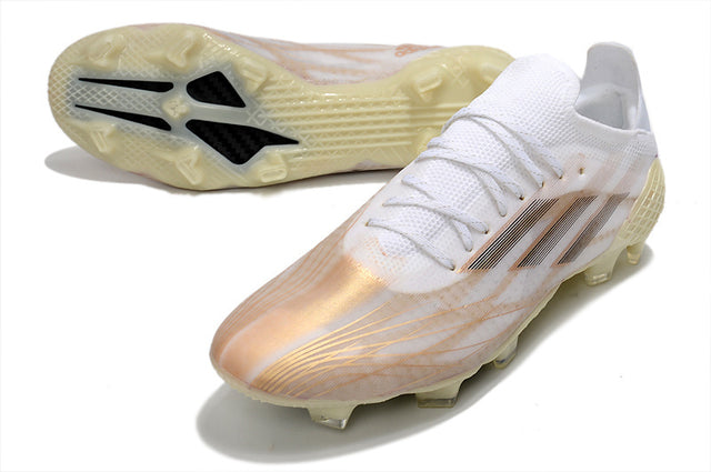 Chuteira Adidas Speedfow.1 FG - Branco/Amarelo