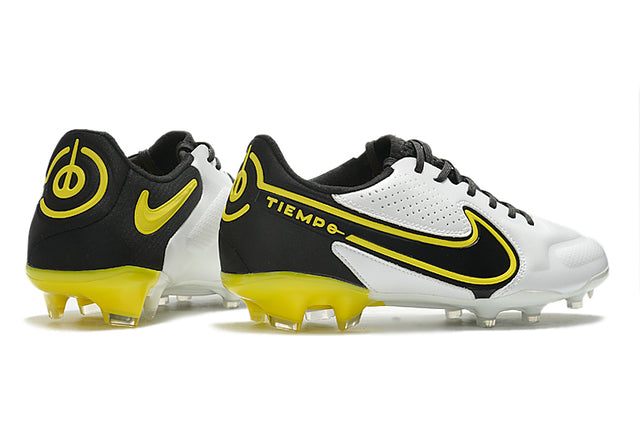 Chuteira Nike Tiempo 9 Elite Campo FG - Branco/Preto/Amarelo