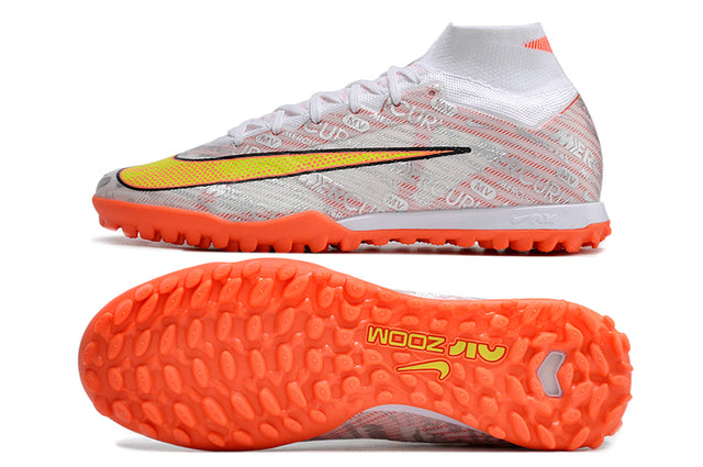 Chuteira Nike Mercurial Superfly 9 Elite Society - Branco/Laranja