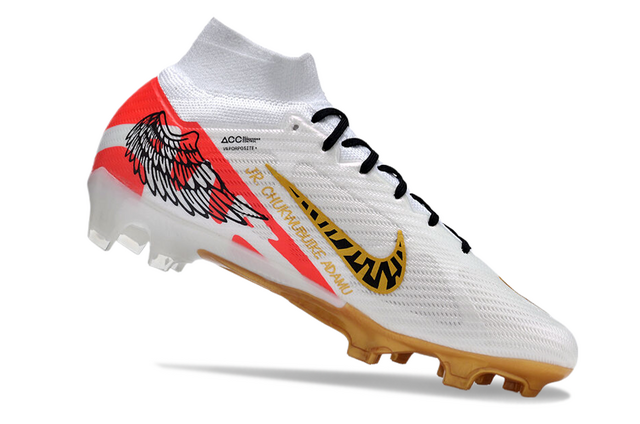 Chuteira Nike Air Zoom Mercurial Superfly 9 Elite Campo - Branco/Vermelho