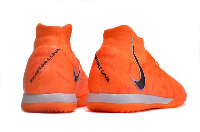 Chuteira Nike React Phantom Luna Elite DF Futsal - Laranja/Preto