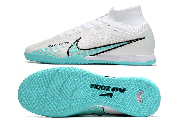Chuteira Nike Mercurial Superfly 9 Elite Futsal IC - Branco/Azul