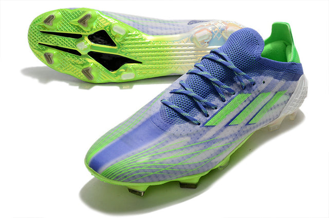 Chuteira Adidas Speedfow.1 FG - Branco/Verde/Azul