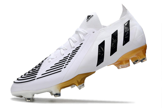 Chuteira Adidas Predator Edge.1 Low Campo FG - Branco/Dourado