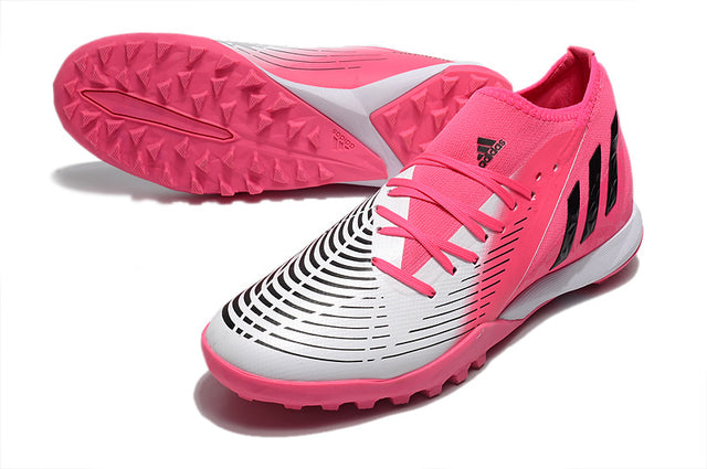 Chuteira Adidas Predator Edge.3 Society TF - Rosa/Branco