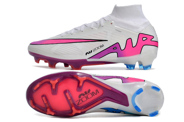 Chuteira Nike Air Zoom Mercurial Superfly 9 Elite - Branco/Roxo