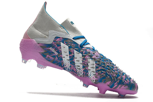 Chuteira Adidas Predator Freak.1 Campo FG - Branco/Azul/Rosa
