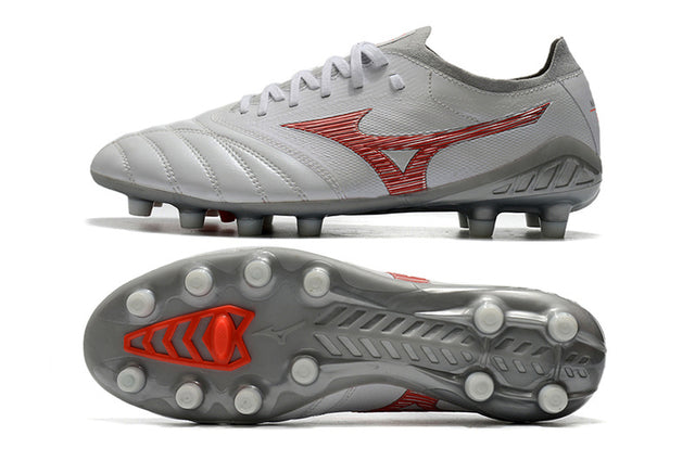Chuteira Mizuno Morelia Neo 3 Campo FG - Cinza/Vermelho