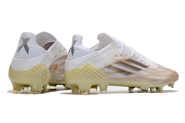 Chuteira Adidas Speedfow.1 FG - Branco/Amarelo