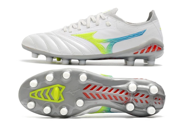 Chuteira Mizuno Morelia Neo 3 Campo FG - Branco/Verde/Azul