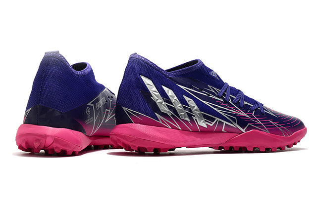 Chuteira Adidas Predator Edge.3 Society TF - Azul/Rosa