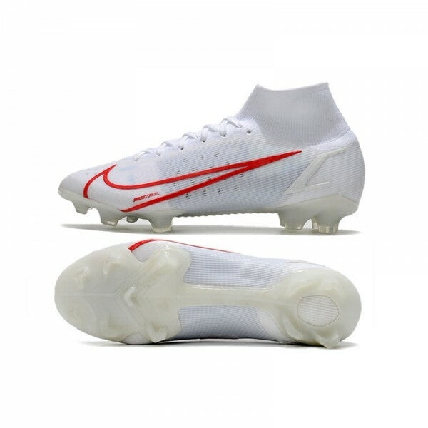 Chuteira Nike Mercurial Superfly 8 Elite Campo FG - Branco/Vermelho