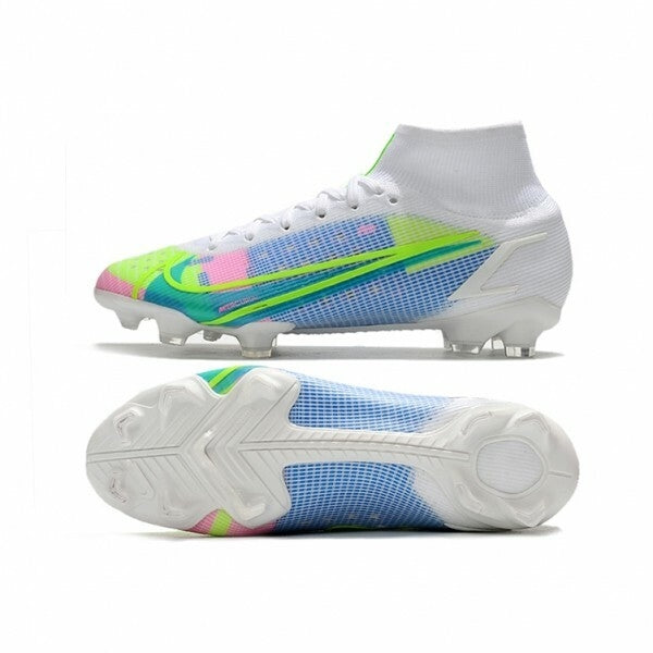 Chuteira Nike Mercurial Superfly 8 Elite Campo FG - Branco/Rosa/Azul