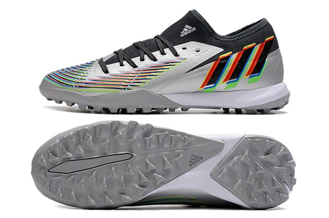 Chuteira Adidas Predator Edge.3 Low Society TF - Prata/Preto