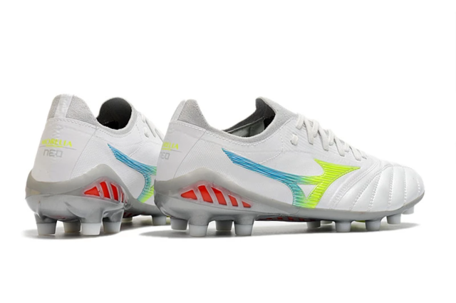 Chuteira Mizuno Morelia Neo 3 Campo FG - Branco/Verde/Azul