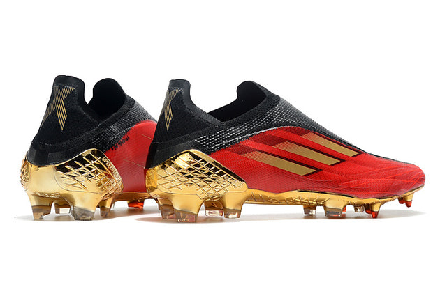 Chuteira Adidas Speedfow+ FG - Preto/Vermelho/Dourado