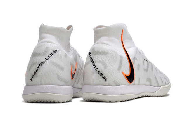 Chuteira Nike React Phantom Luna Elite DF Futsal - Branco/Laranja