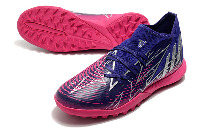 Chuteira Adidas Predator Edge.3 Society TF - Azul/Rosa