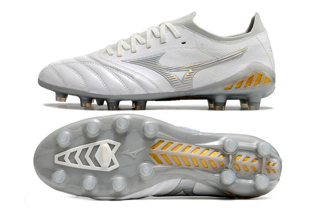 Chuteira Mizuno Morelia Neo 3 Campo FG - Branco/Dourado