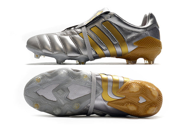 Chuteira Adidas Predator Mania FG - Prata/Dourado