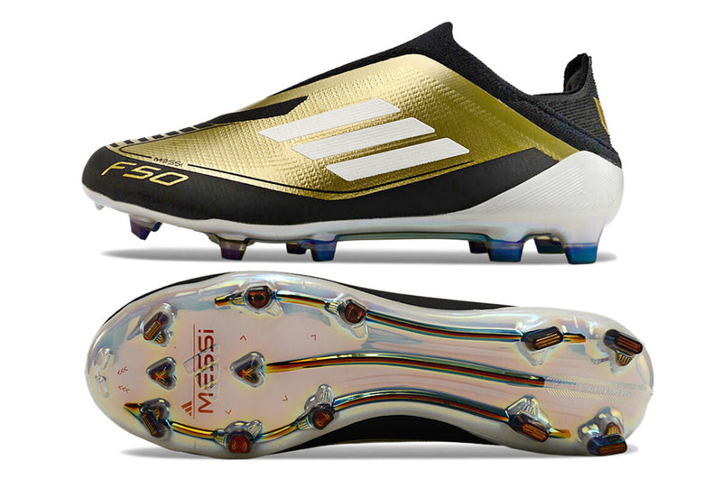 Chuteira Adidas F50 X Campo Sem Cadarço - Dourada/Preta